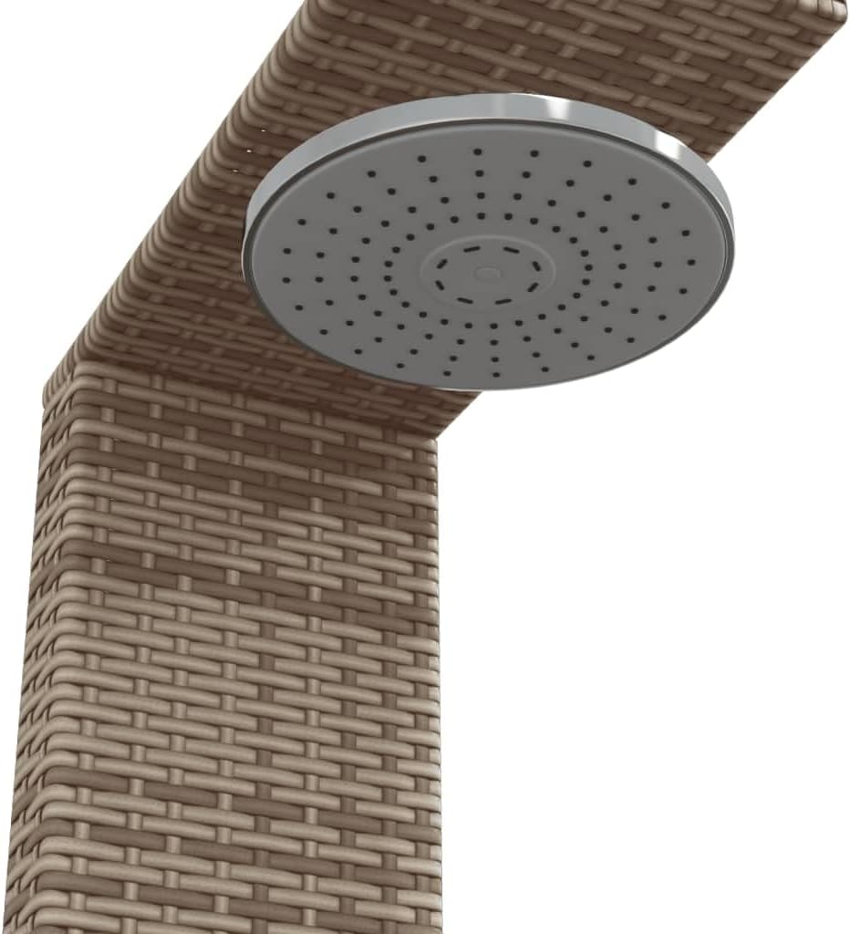 Festnight Gartendusche mit Bodenplatte Holz Rattan Aussendusche Garten Outdoor Dusche Garten Pool Po