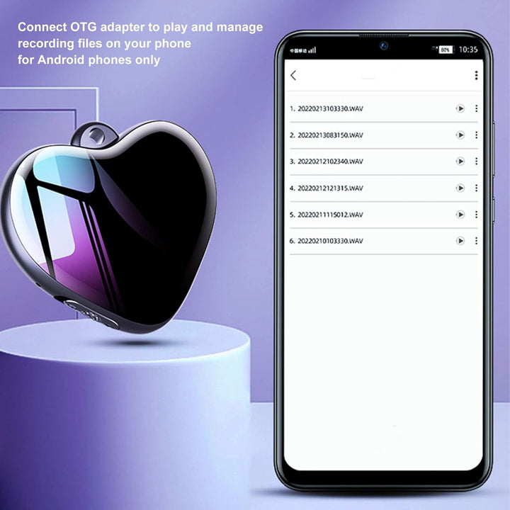 Sprachaktivierter Rekorder, Herzförmiger Digitaler Audiorekorder, Sprachrekorder mit Kopfhörer, One-