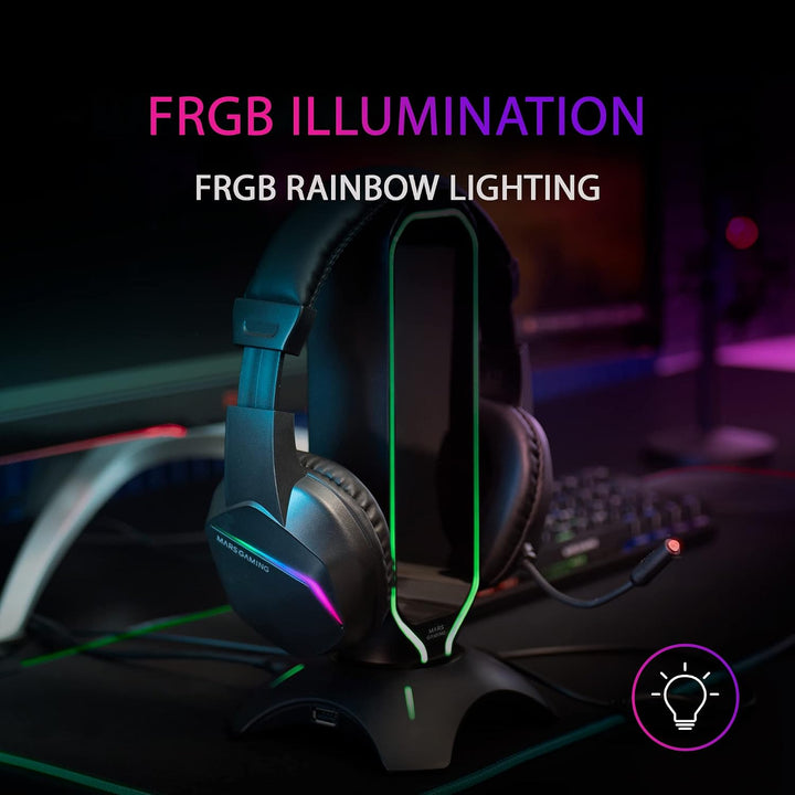 Mars Gaming Gaming MH122, FRGB Over Ear Kopfhörer mit Mikrofon, HiFi Sound, Geräuschunterdrückung, U