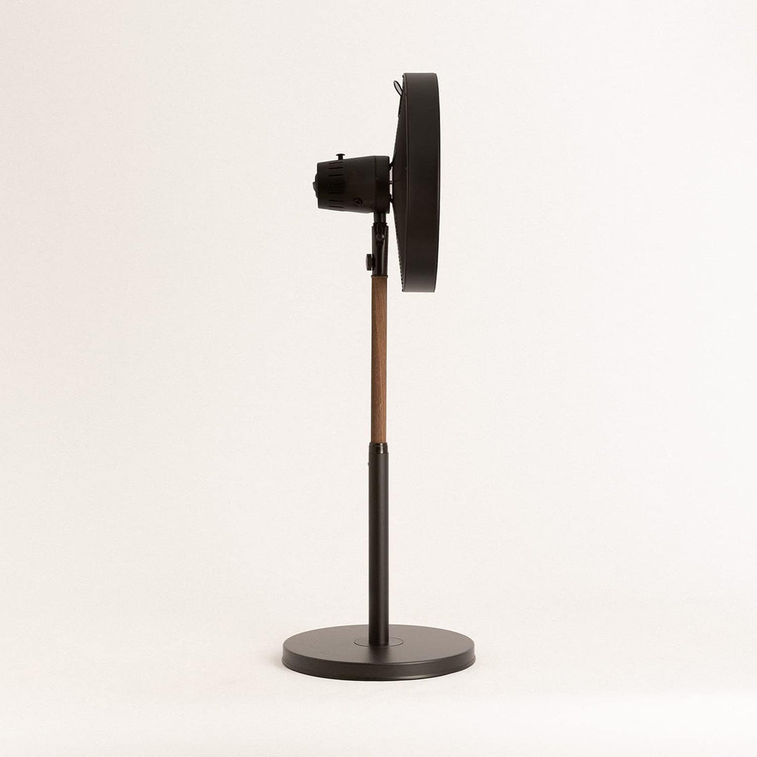 CREATE | AIR STAND WOOD/Standventilator mit Oszillation/schwarz und dunkle Holz/Retro-Stil, 3 Geschw