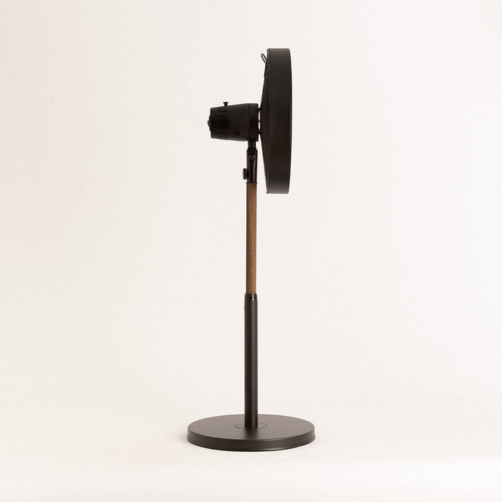 CREATE | AIR STAND WOOD/Standventilator mit Oszillation/schwarz und dunkle Holz/Retro-Stil, 3 Geschw