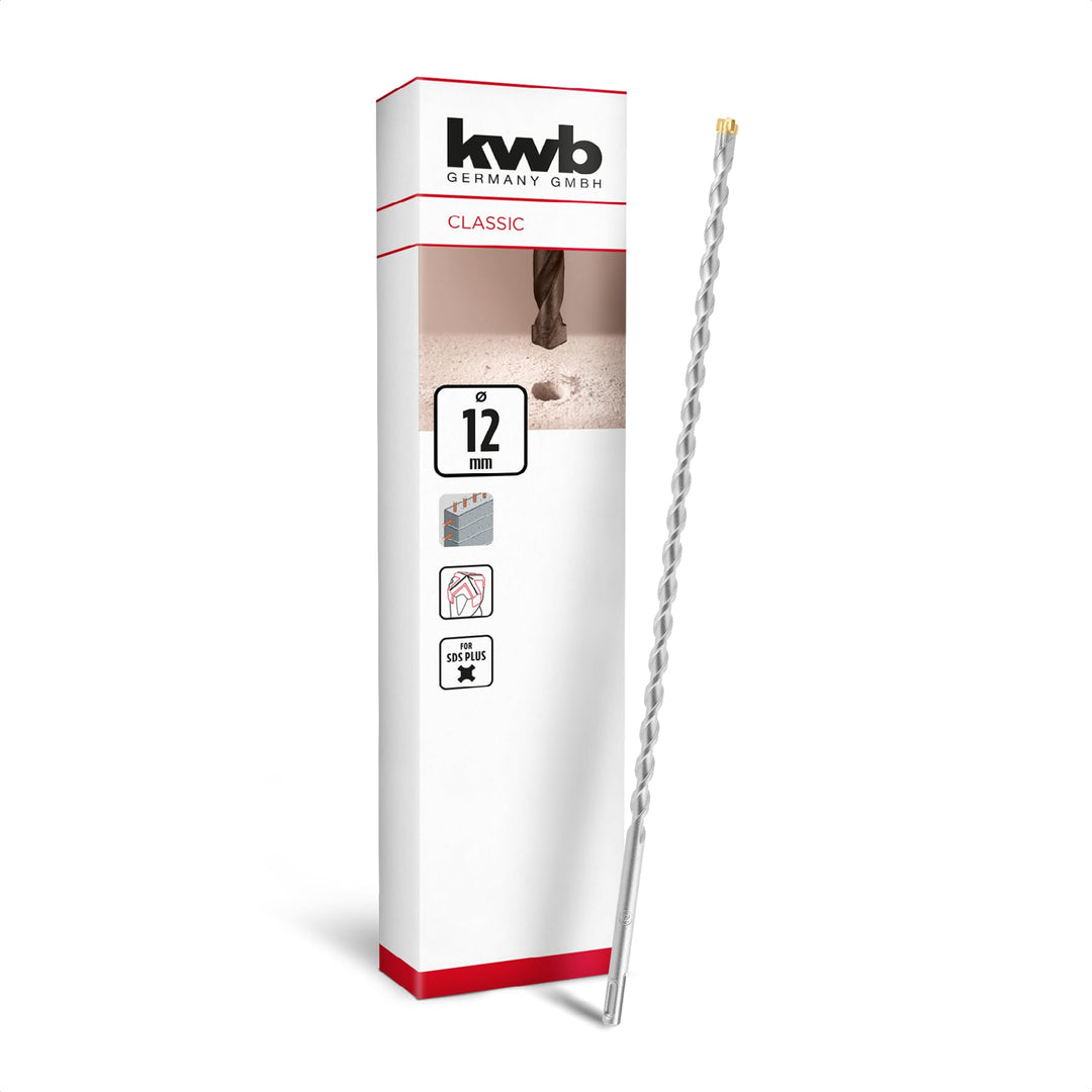 kwb SDS Plus Bohrer, SDS Plus Hammerbohrer (Ø 12 mm x 460/400 mm, mit extrem schneller Hartmetall 4X
