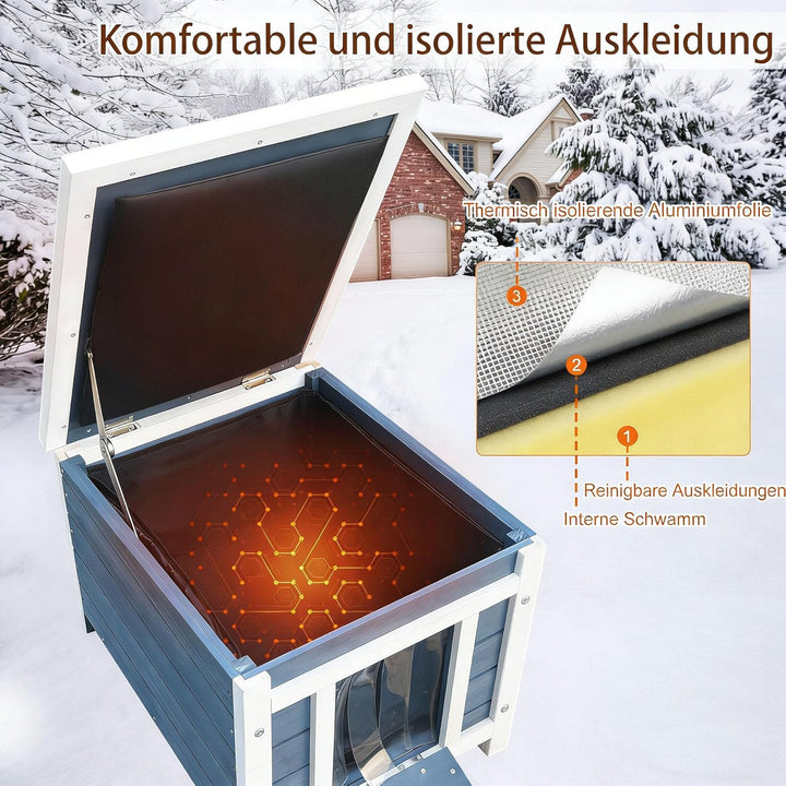 Katzenhaus für Katzen im Freien Feral Kitty Shelter mit isolierter Auskleidung für den Winter, wasse