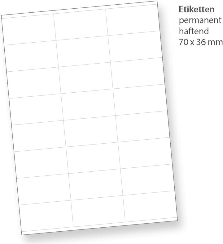 FIX Adressaufkleber Adresse 70 x 36 mm, 9.600 Stück auf 400 Blatt je 24 Etiketten, Blanko Aufkleber
