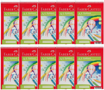 Faber-Castell 212051-10 - Malblock DIN A5, FSC-Mix, perforiert, 60 Blatt, 10 Blöcke