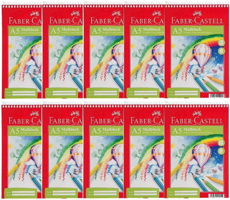 Faber-Castell 212051-10 - Malblock DIN A5, FSC-Mix, perforiert, 60 Blatt, 10 Blöcke