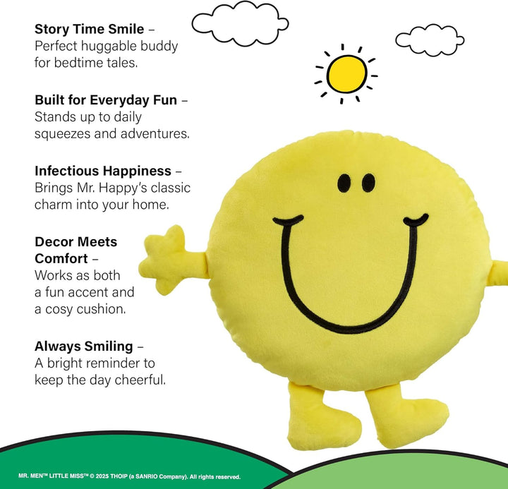 Rainbow Designs Mr Happy Grosses Kissen - Klassische Mr. Men Charakterkissen - Buntes Superweiches D