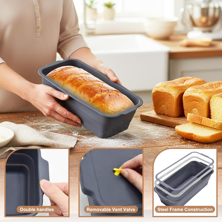 Silikon Brotbackform mit Deckel, BPA-freie, Antihaftbeschichtete, Flexible Toastbrot Backform, Hitze