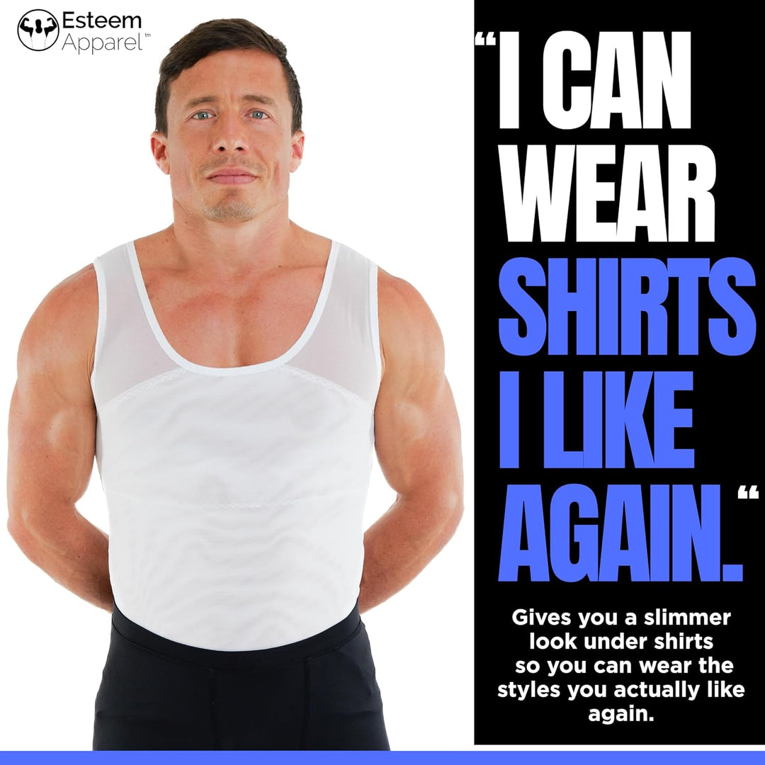 Esteem Apparel Originales Herren-Brustkompressionshemd zum Verstecken von Gynäkomastie Moobs M Schwa