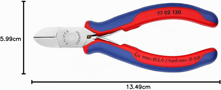 Knipex Elektronik-Seitenschneider mit Mehrkomponenten-Hüllen 130 mm 77 02 130 runder Kopf, mit Facet