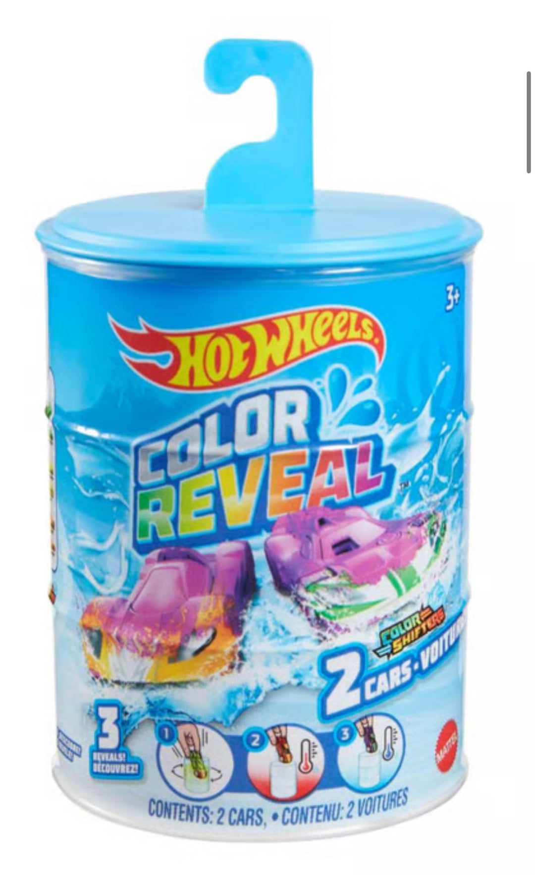 Hot Wheels HGP84 - Color Reveal 2er-Pack mit 2 Spielzeugautos mit Farbwechsel-Effekt durch warmes un