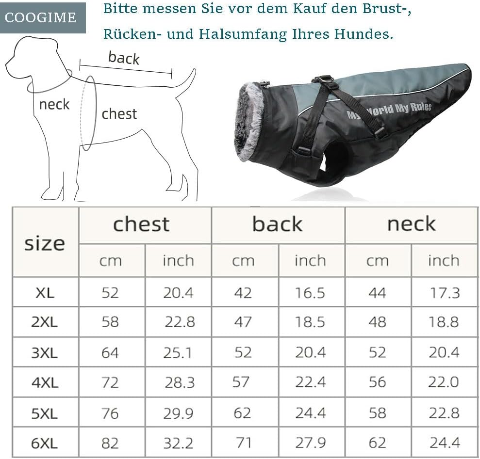 Hundejacke für mittelgröss und grosse Hunde, wasserdichte Hundemantel, Reflektierende Hunde Winterja