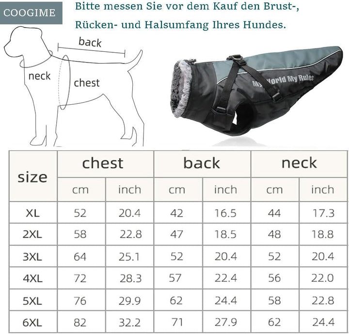 Hundejacke für mittelgröss und grosse Hunde, wasserdichte Hundemantel, Reflektierende Hunde Winterja