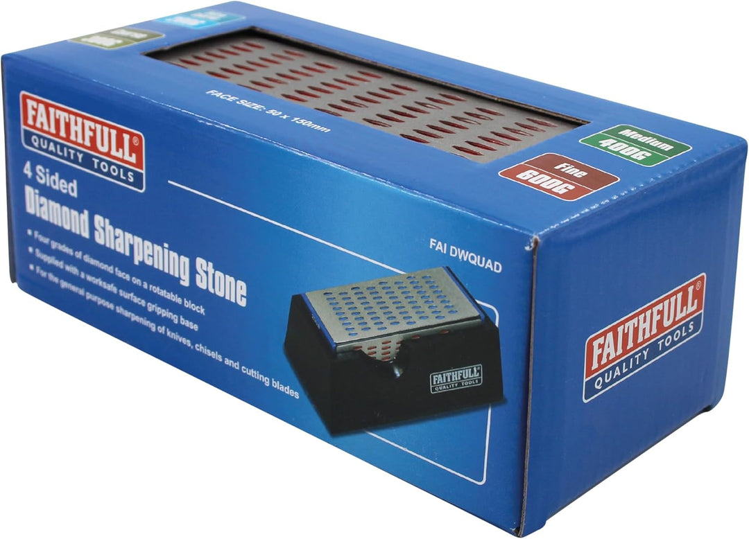 Faithfull DWQUAD Diamond Schleifstein, 4-seitig, FAIDWQUAD-TB, Multi 1 Originalverpackung