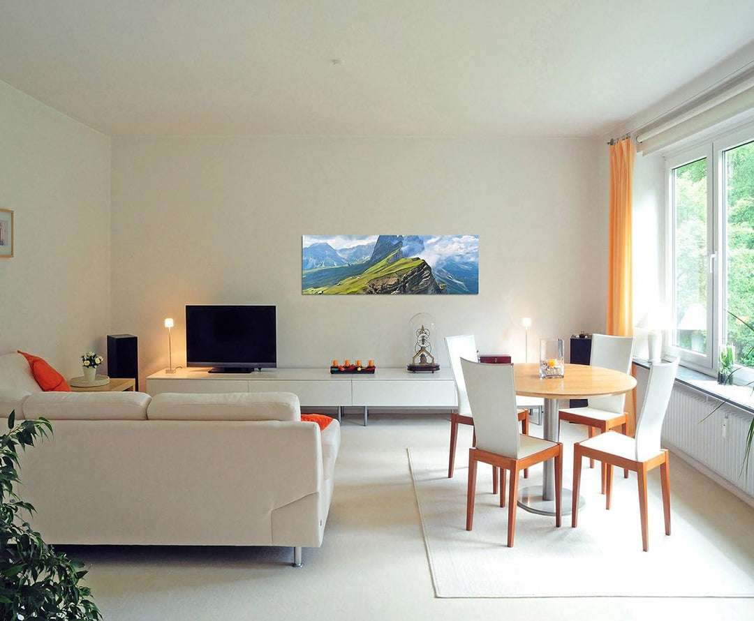 Paul Sinus Art Panoramabild auf Leinwand und Keilrahmen 150x50cm Italien Alpen Landschaft Gebirge Wo