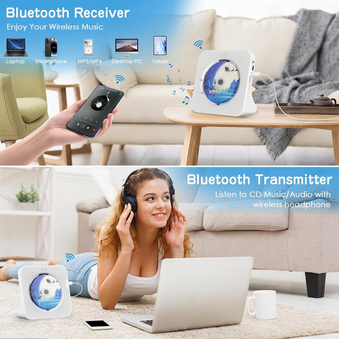 KOVCDVI CD Player mit Lautsprecher CD Player Bluetooth 5.0 CD-Player Desktop mit Fernbedienung Staub