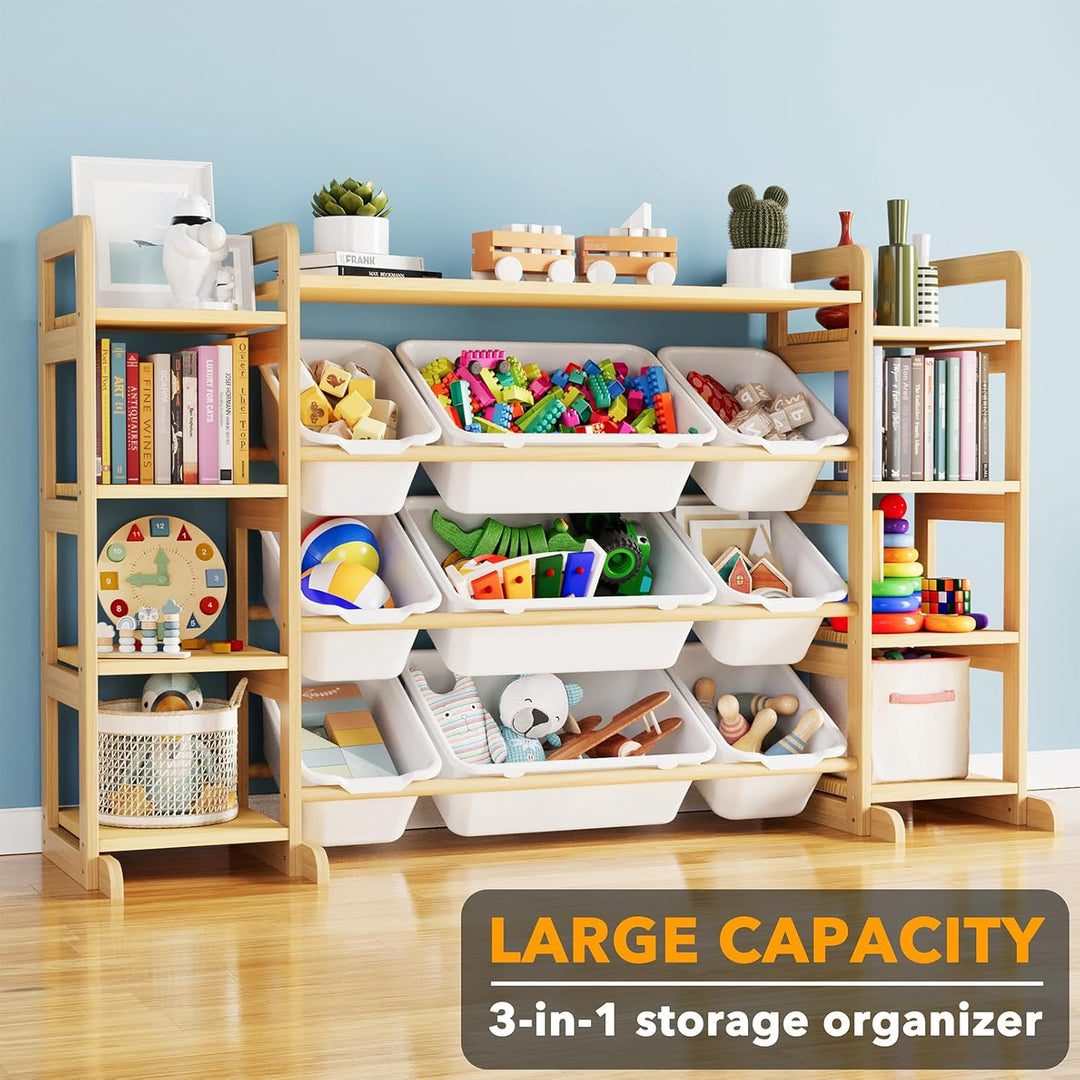 SpaceAid Grosser Spielzeug-Organizer, 9 Regale, 9 Behälter, Spielzeug-Organizer, Bücherregal, Kinder