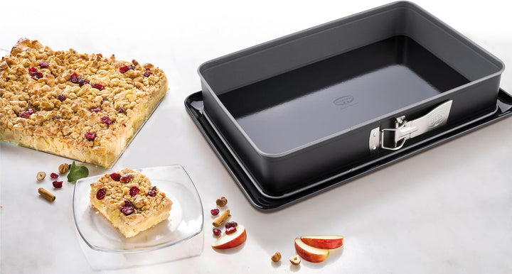 Dr. Oetker Rechteckige Springform mit Servierboden 38 x 25 cm Back-Idee – Eckige Backform mit Schnit