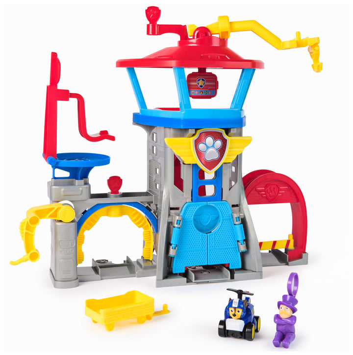 PAW PATROL Air Rescue - Pup Squad Flughafen Tower mit Fahrzeugstarter, Chase-Pup Squad Racer und Bür