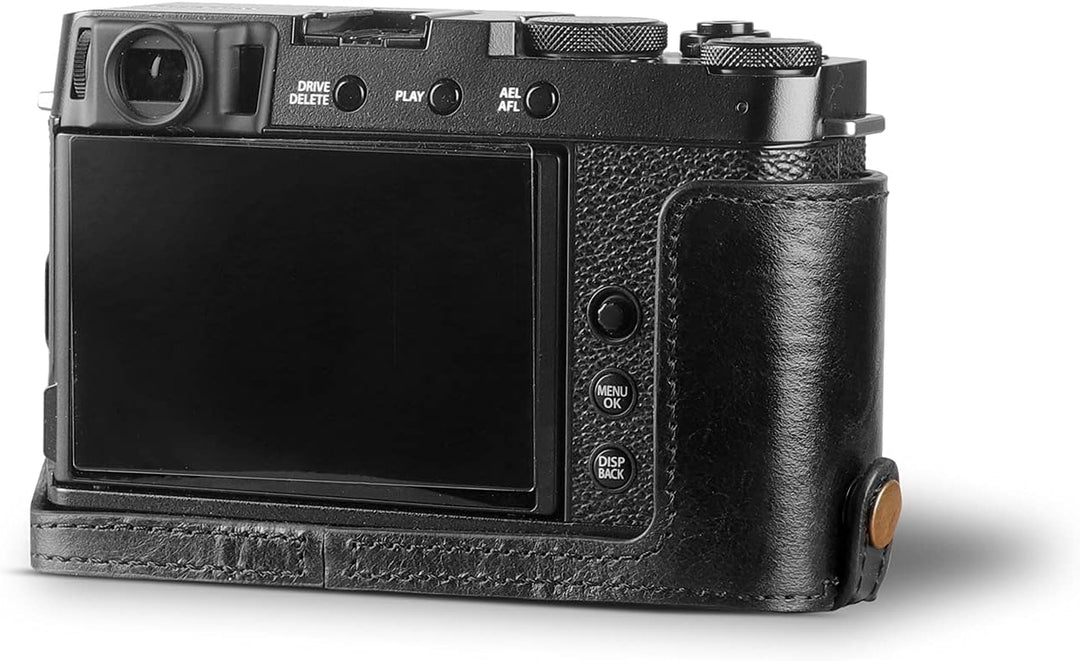 MegaGear Ever Ready Echtleder Kamera-Halbtasche mit Trageriemen kompatibel mit Fujifilm X Series X-E