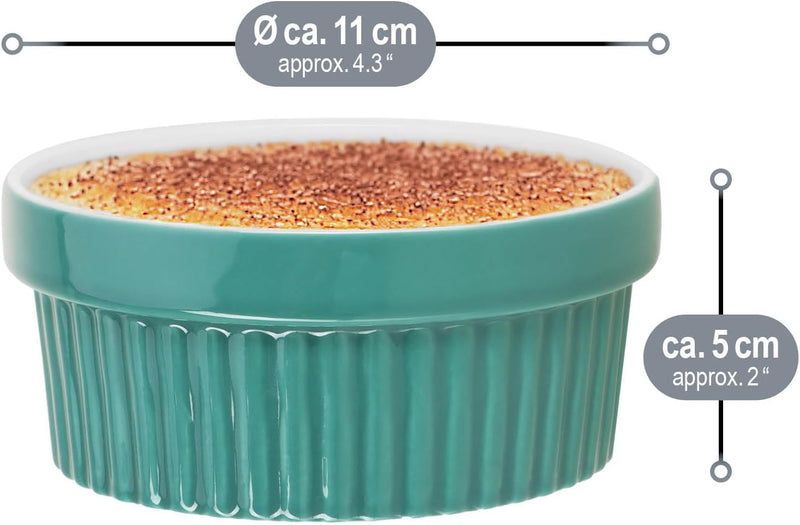 COM-FOUR® 12x Soufflé Förmchen - Creme Brulee Schälchen aus Keramik - Ofenfeste Förmchen - Dessertsc