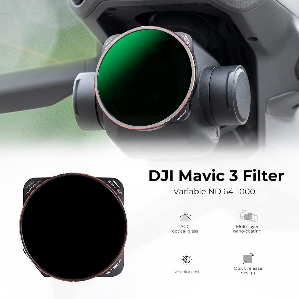 K&F Concept DJI Mavic 3 Filter,Variabler ND Filter ND64-1000,6-10 Stop Graufilter kompatibel mit DJI