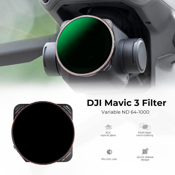 K&F Concept DJI Mavic 3 Filter,Variabler ND Filter ND64-1000,6-10 Stop Graufilter kompatibel mit DJI