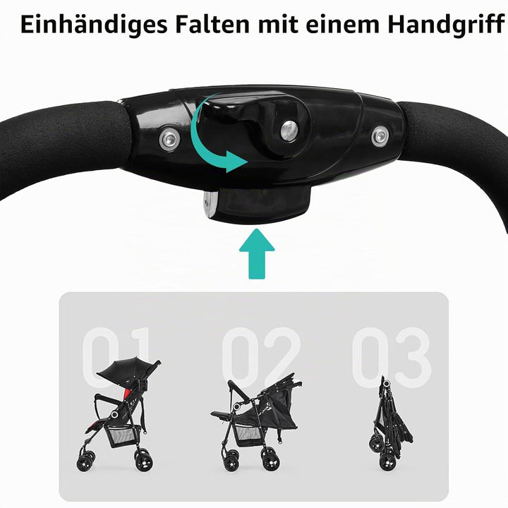 Kinderbuggy Klein Zusammenklappbar, Einhändiig Klein Zusammenklappbar, Leicht, Bis 25 kg, Buggy mit