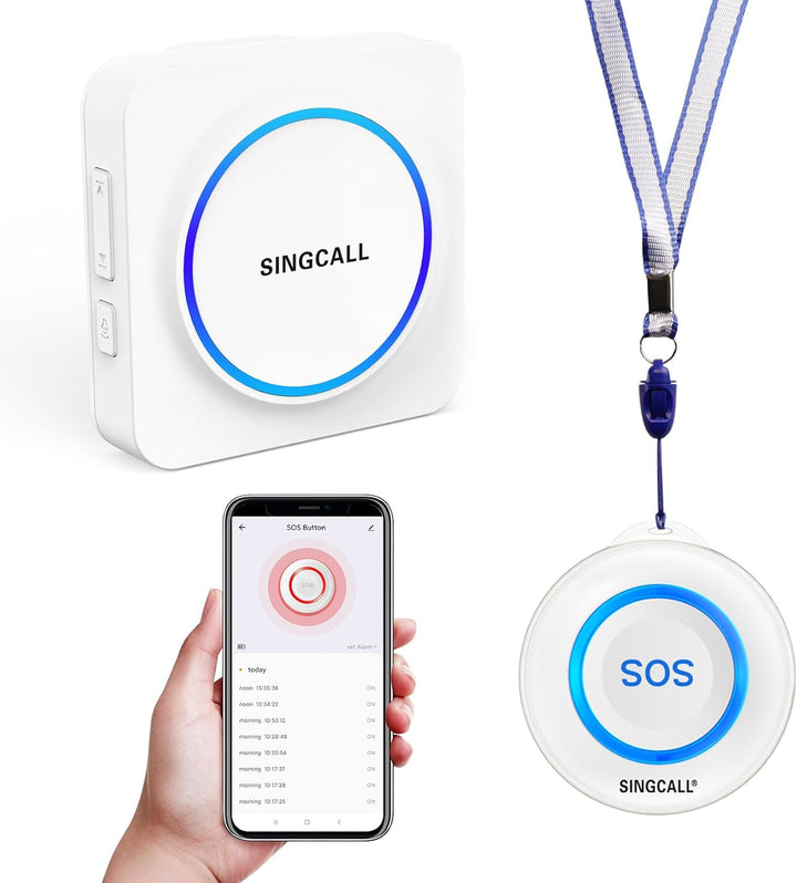 SINGCALL Tuya WiFi Smart SOS Notfallknopf System, Persönliches Alarmsystem für ältere/Patienten/Seni