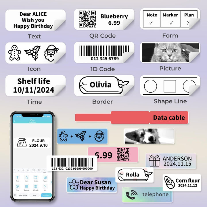 Phomemo D30 Bluetooth Etikettendrucker - Mini Etikettiergerät Beschriftungsgerät Selbstklebend Label
