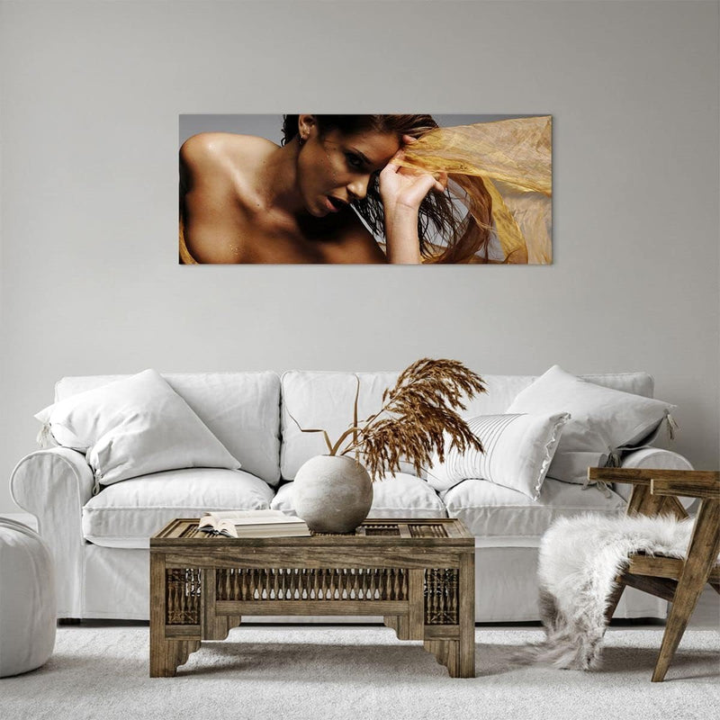 Panorama Bilder auf Leinwand 100x40cm Leinwandbild Frau Pose Tanzen Gross Wanddeko Bild Schlafzimmer