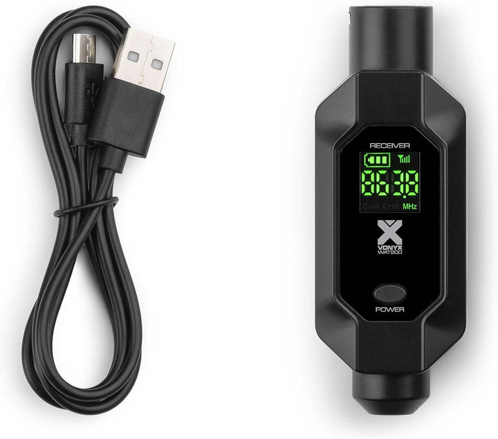 Power Dynamics WAT200R – XLR Funk Empfänger für Mikrofon Kabellos, 70m Reichweite, Wireless Funk Mik