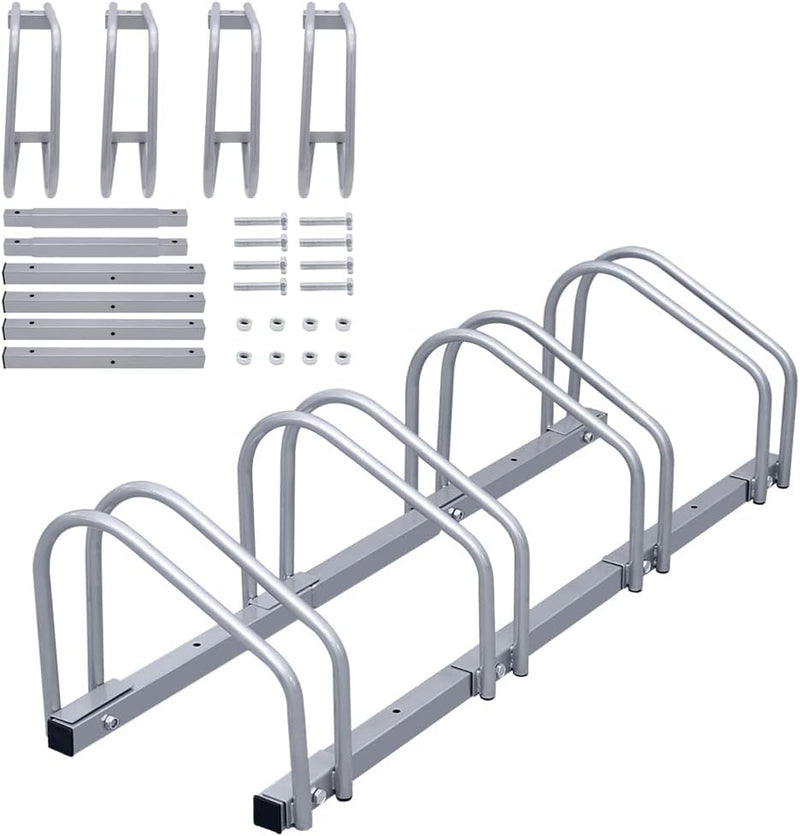 Randaco Fahrradständer für 4 Fahrräder, Fahrradhalterung auf dem Boden, Aufstellständer für Fahrrada