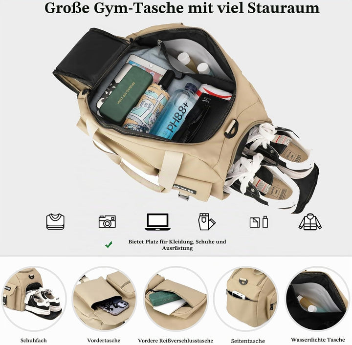 Sporttasche Damen Herren Reisetasche, Sportrucksack Kleine Gym Duffer Bag Sport Tasche Weekender Bag