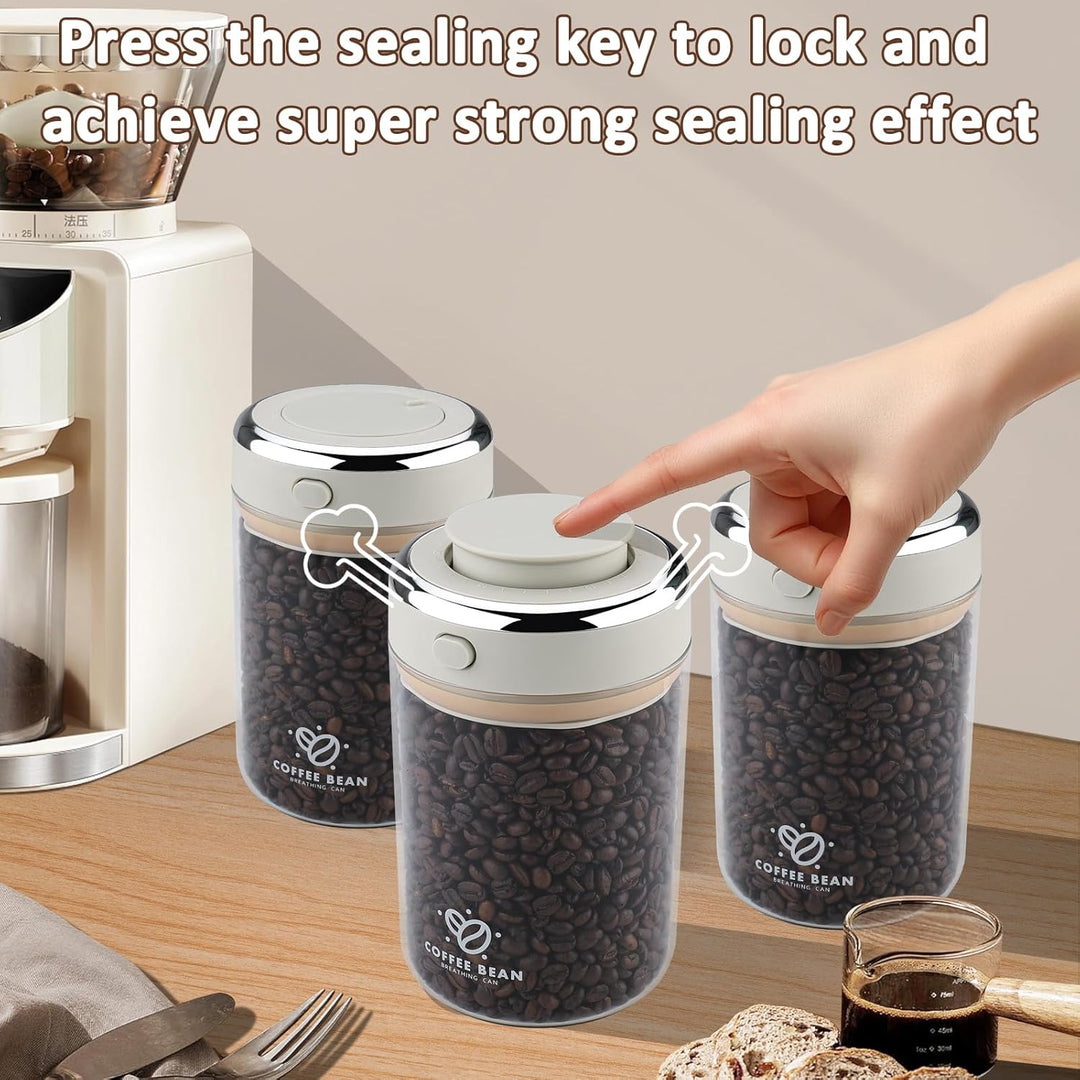 Kaffeedose Luftdicht, 1100ml Vakuum Kaffeebehälter aus Hochwertigem Glas für Kaffeebohnen, Pulver, T