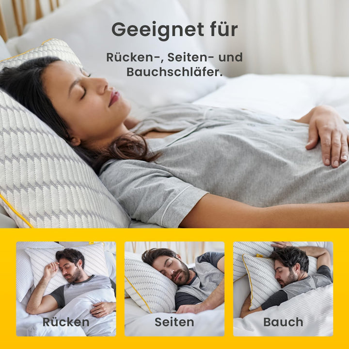 Cosi Home Geschreddertes Memory Foam Kissen zum Schlafen (2er Set), Verstellbares Kopfkissen mit Bam