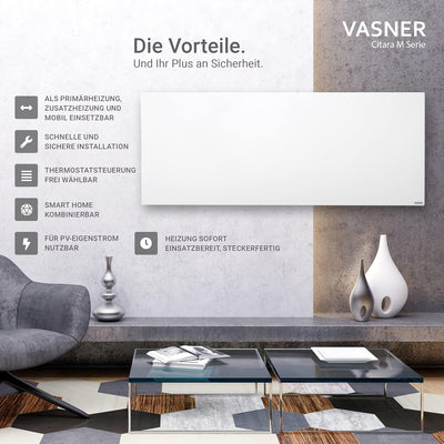 VASNER Citara M Infrarotheizung – Infrarot Elektroheizung Metall weiss Wandheizung Deckenheizung IP4