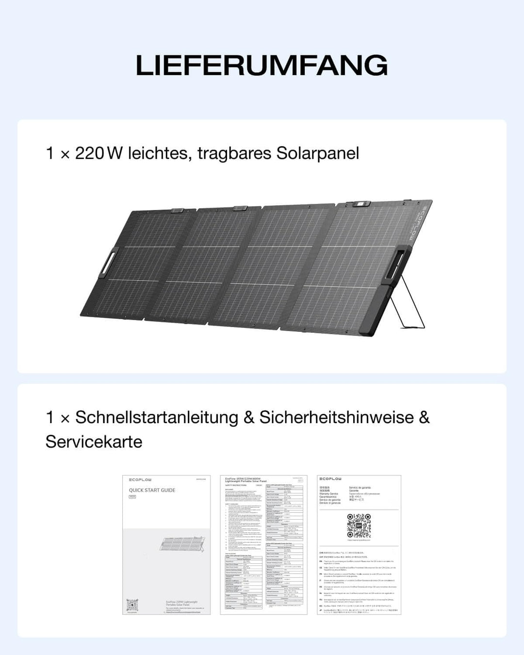 EF ECOFLOW 220W Solar Panel, Solarpanels Faltbar Solarmodul für Delta Pro/Delta Max/Delta/Delta Mini