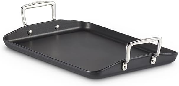 LE CREUSET Aluminium-Antihaft Grillplatte, 35 cm, Ohne Rillen, Für alle Herdarten inkl. Induktion ge