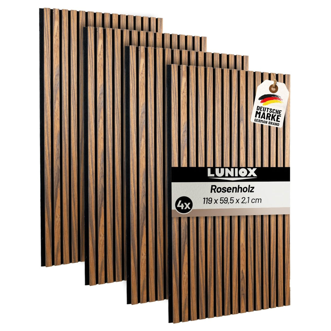 4X Akustikpaneele Rosenholz 119x59,5x2,1cm, Wandpaneele, Schallabsorber, Wandverkleidung, Schallschu