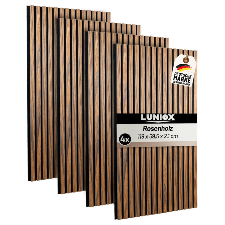 4X Akustikpaneele Rosenholz 119x59,5x2,1cm, Wandpaneele, Schallabsorber, Wandverkleidung, Schallschu