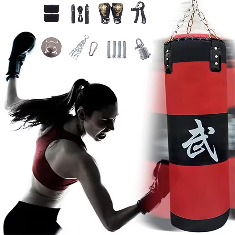 Boxsack Hängend, 15-in-1 Heavy Duty Boxsack, PU-Material Mit dickerer Kette kann 360° gedreht werden
