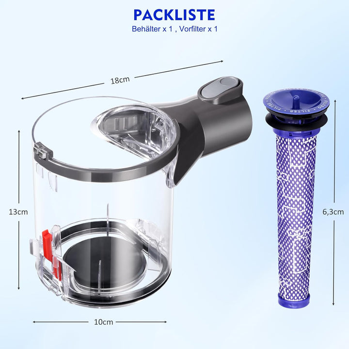 V6 Staubbehälter für Dyson V6 DC58 DC59 DC62 DC74 Staubsauger Ersatzteile, A Schnittstelle Staubbech
