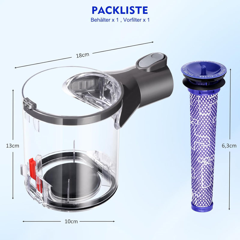 V6 Staubbehälter für Dyson V6 DC58 DC59 DC62 DC74 Staubsauger Ersatzteile, A Schnittstelle Staubbech
