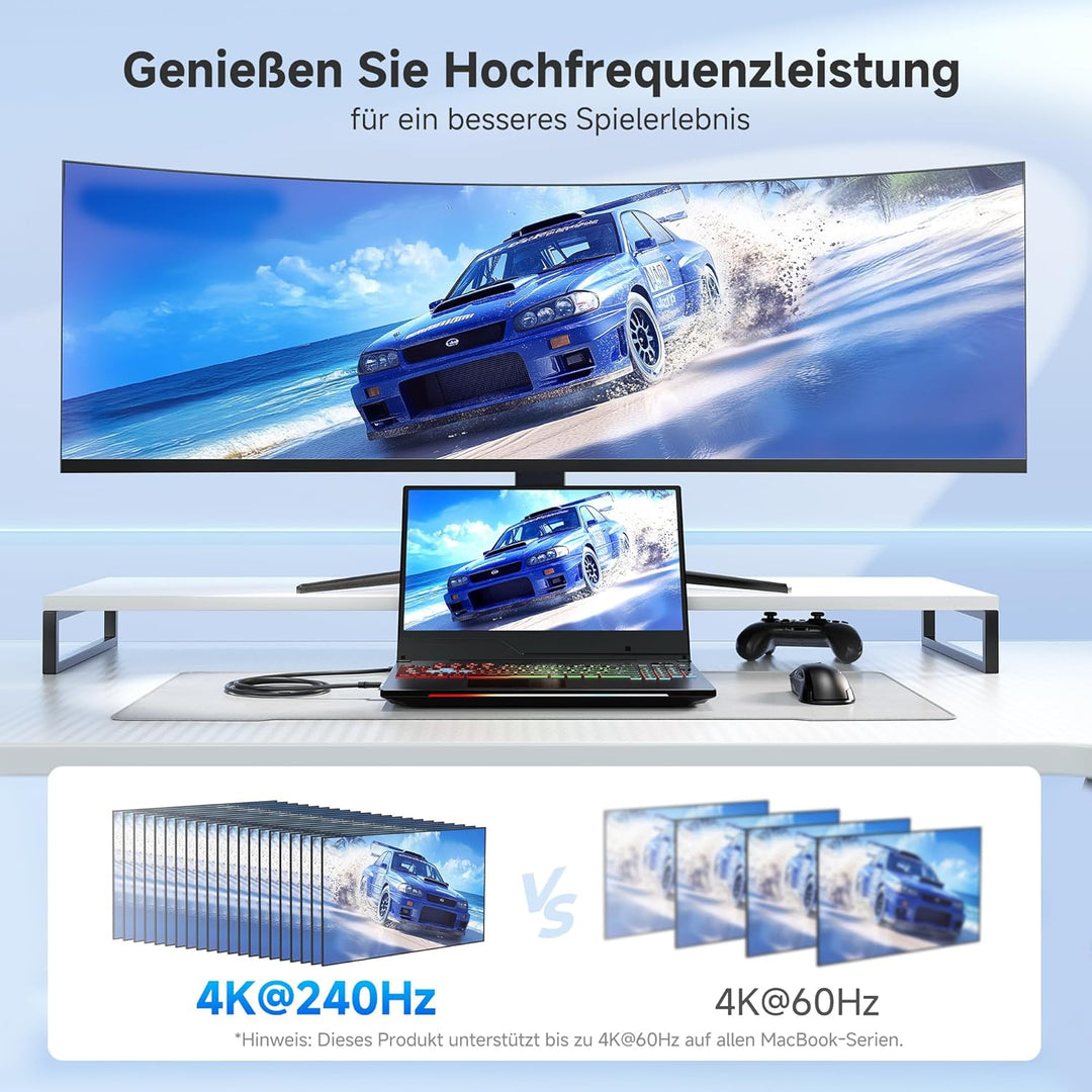 Cable Matters 48Gbps USB C auf HDMI 2.1 Adapter unterstützt 4K@120Hz/8K@60Hz (DSC erforderlich) HDR