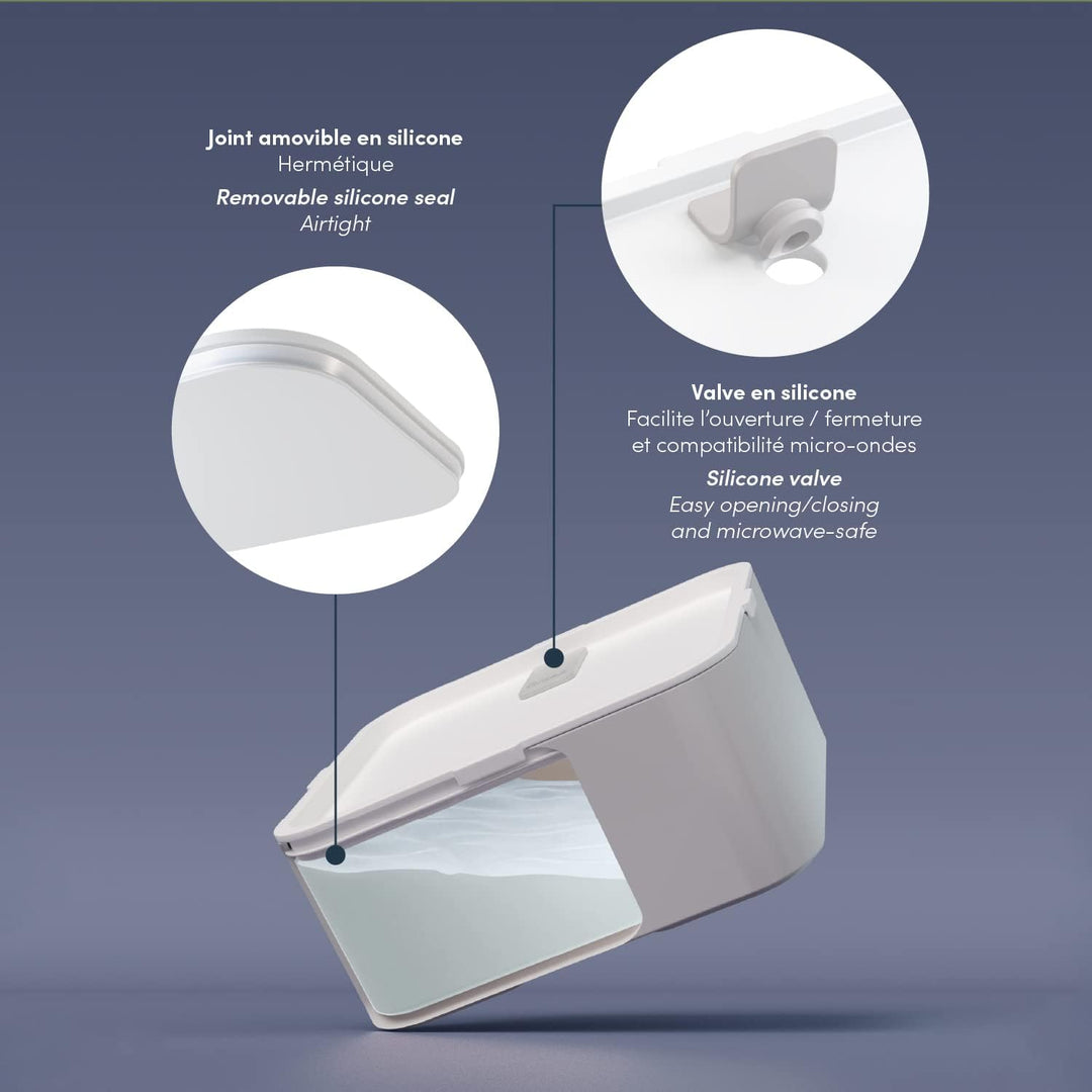 monbento - MB Square Graphic Plume Bento Box mit Feder Muster - Made in France - grosse Brotdose gro