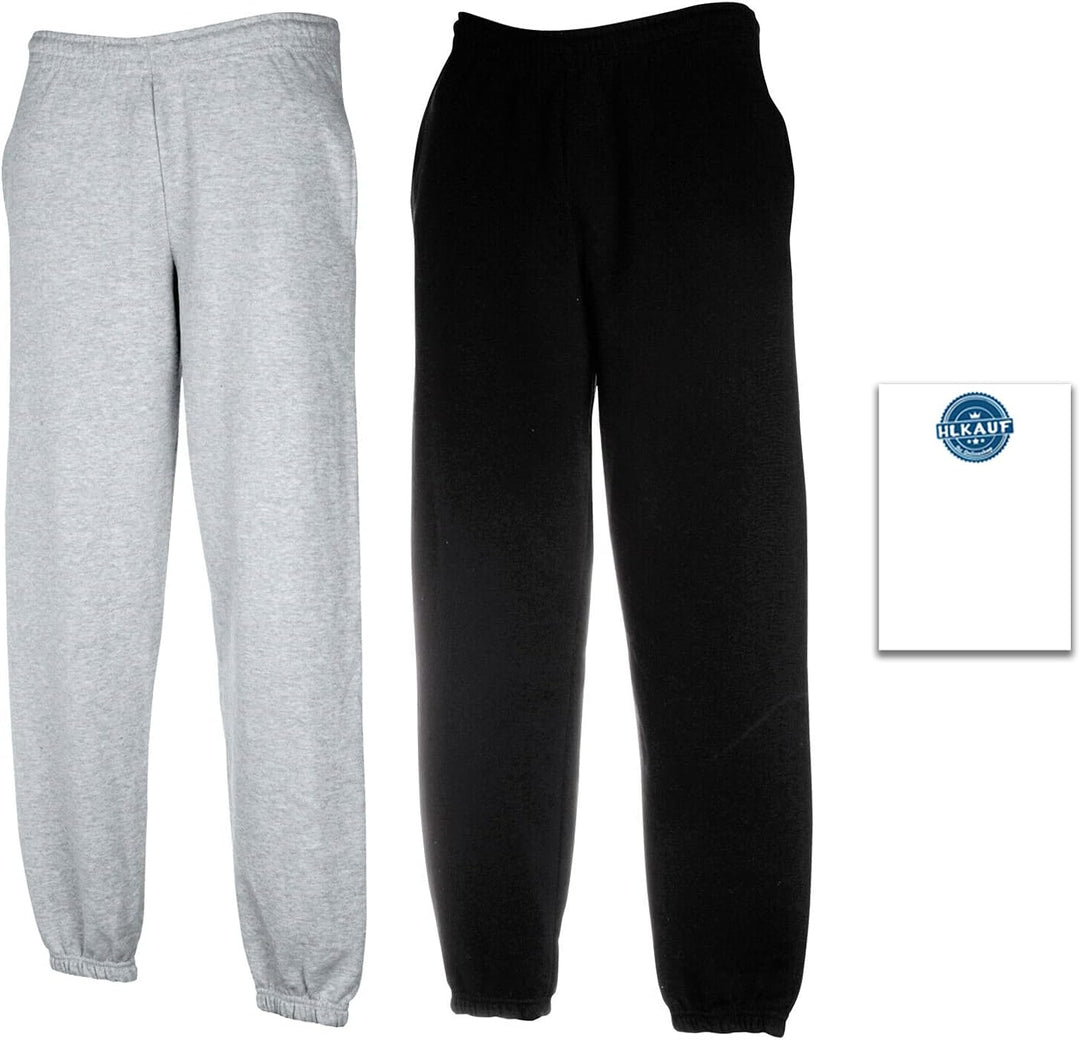 Fruit of the Loom 1er/ 2er Set Jogginghose S-M-L-XL-XXL Herren Jogpants M 1x Schwarz + 1x Grau Elast
