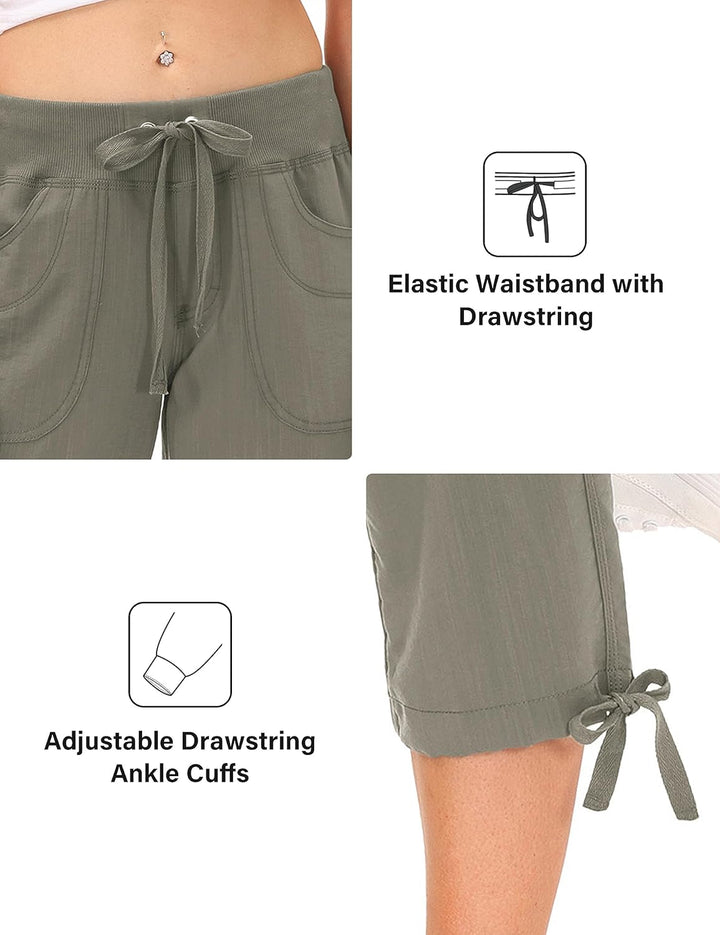 JINSHI Hosen Damen Sommer Cargohose 3/4 Lange Hosen Caprihose Freizeithose Outdoorhose Wanderhose mi