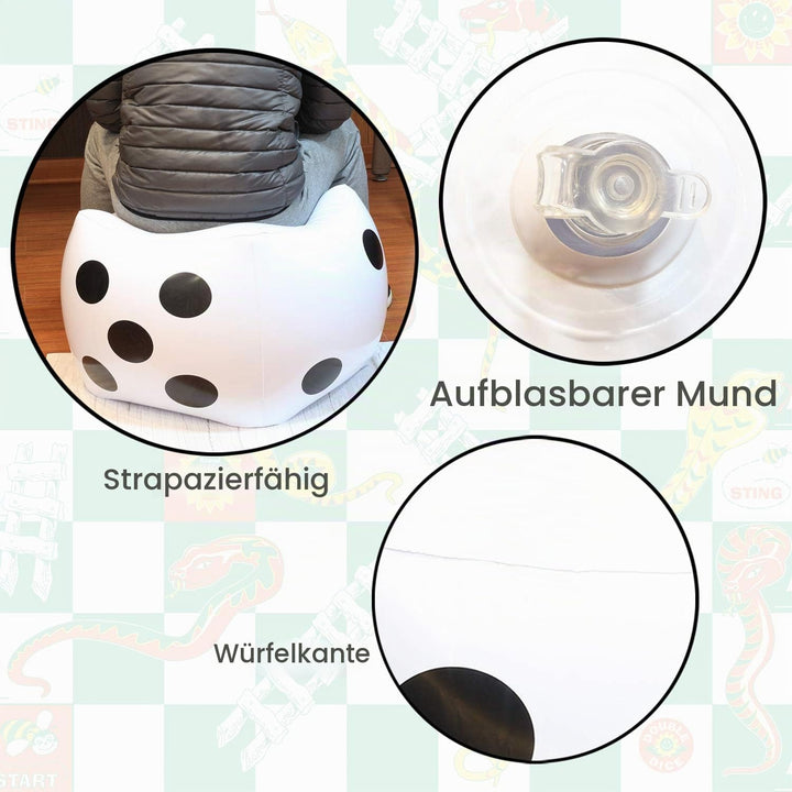 Novelty Place Riesige aufblasbare Würfel 2 Stück, 20 Zoll weisse und Schwarze Jumbo-Würfel für Indoo