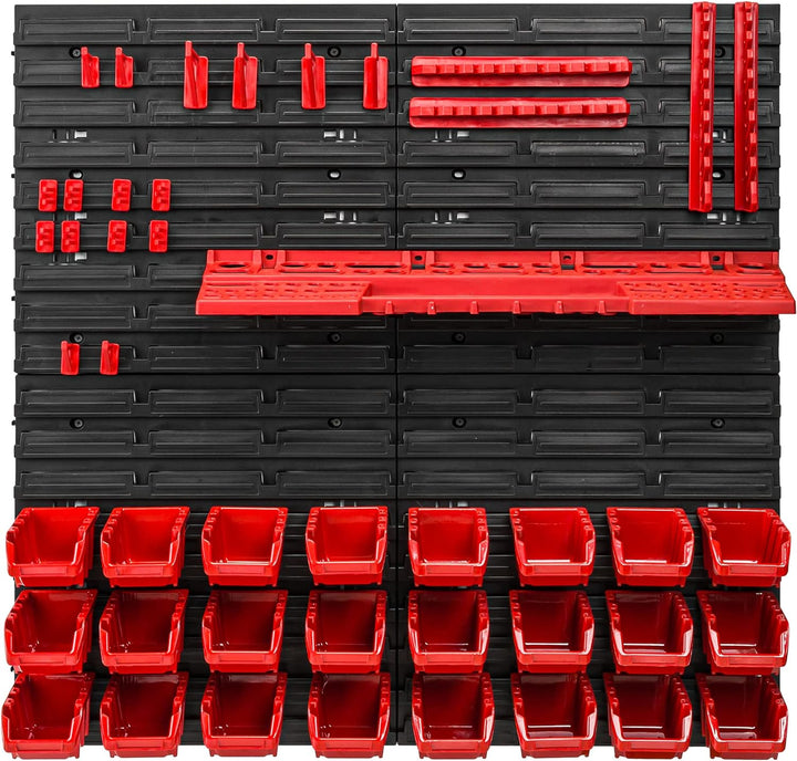 Lagersystem Werkstattregal | 78 x 78 cm | 24 stck. Box | Wandregal mit Werkzeughalterungen und Stape